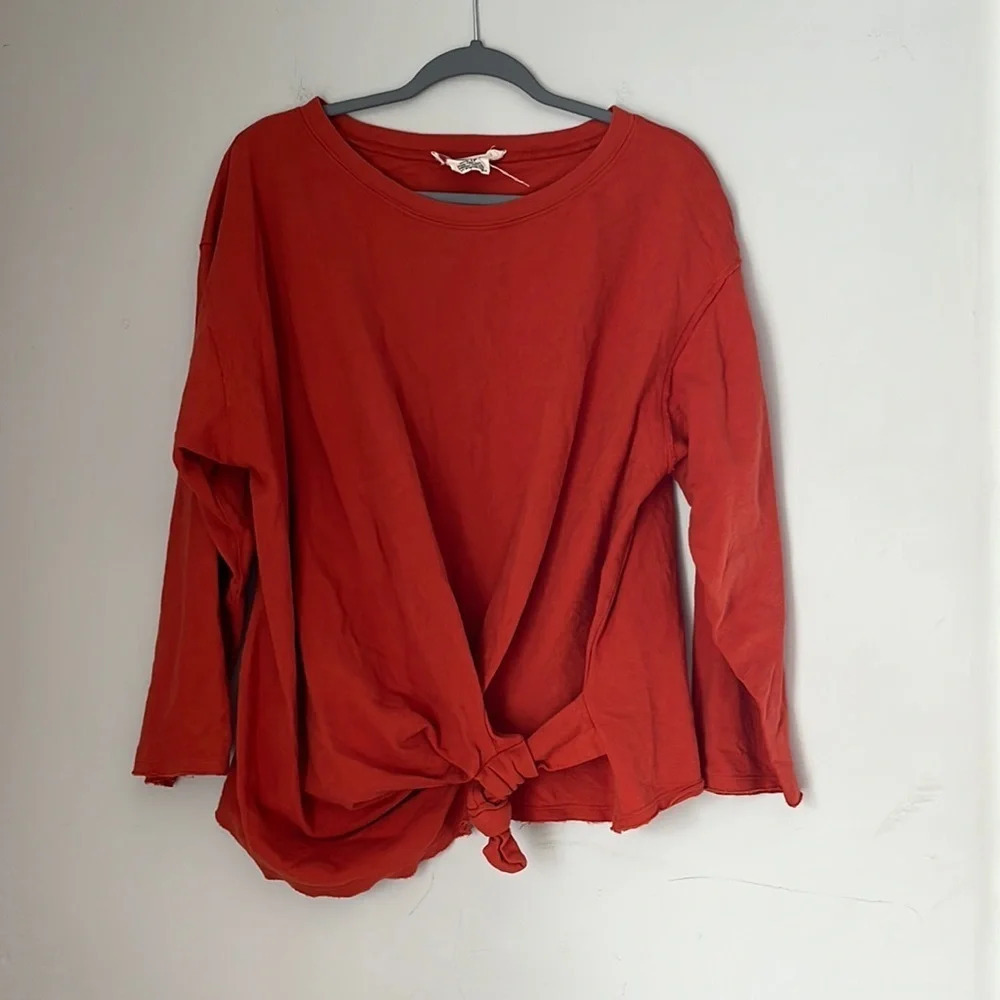 Free People Beach Long Sleeve Front Tie Top Size XS Petite